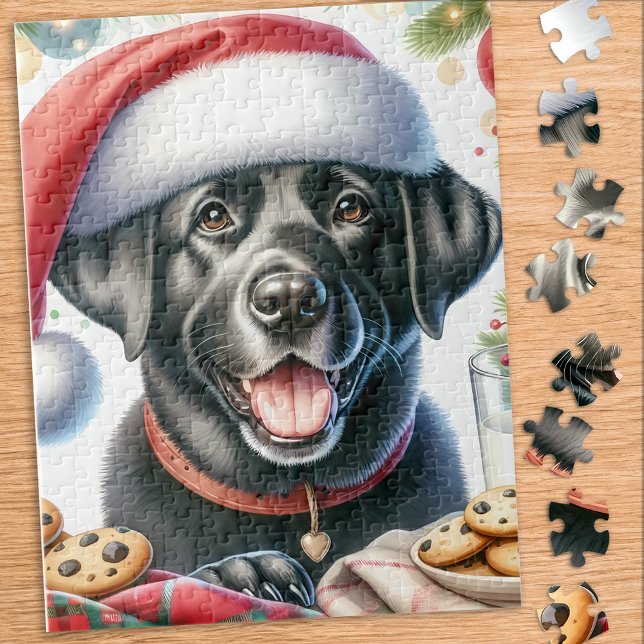 Cute Labrador Retriever Santa Hund jul Pussel (Skapare uppladdad)