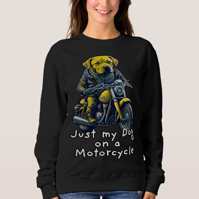 Cute Labrador ride on a motorcycle  Christmas T Shirt (Framsida)