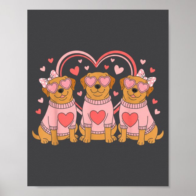 Cute Labrador Valentines Heart Dog Lover Men Women Poster (Framsidan)