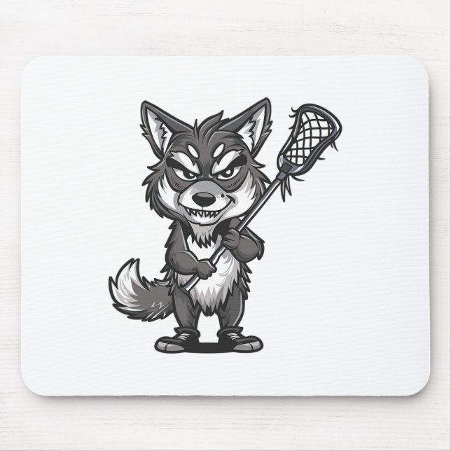 Cute Lacrosse Grått Varg Musmatta (Framsidan)