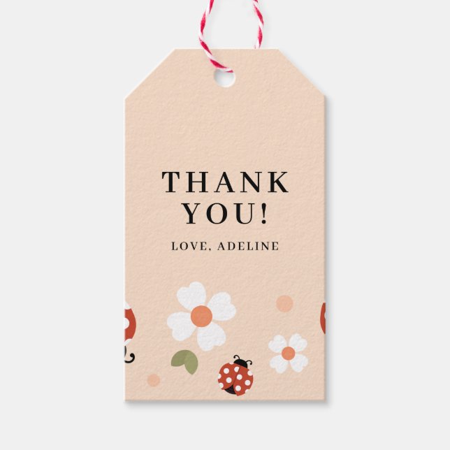 Cute Lady Bug Birthday Party  Presentetikett (Framsidan)