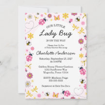 Cute Lady Bug Pink Girl Baby Shower