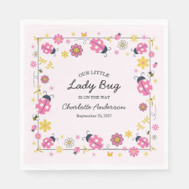 Cute Lady Bug Pink Girl Baby Shower Pappersservett