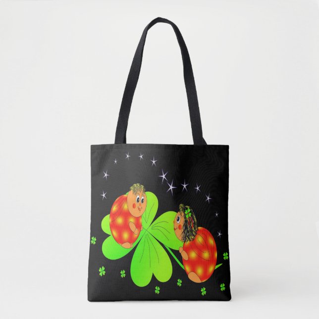 Cute Ladybird Shamrock Tote Bag Tygkasse (Framsida)