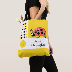 Cute ladybird vit gult baby leksak tygkasse
