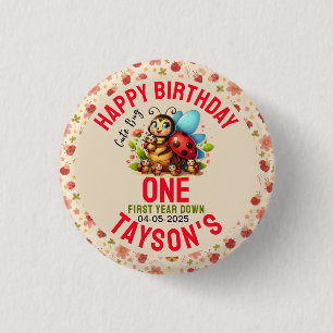 Cute Ladybug 1:a födelsedag Kryp Temaparty Knapp