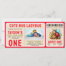 Cute Ladybug 1:a födelsedag | Kryp Theme Biljett