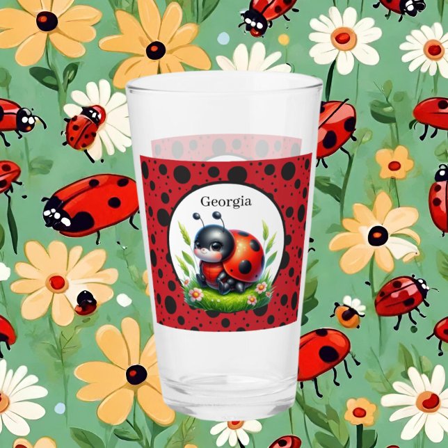 Cute ladybug älskare add namn glaskopp (Skapare uppladdad)