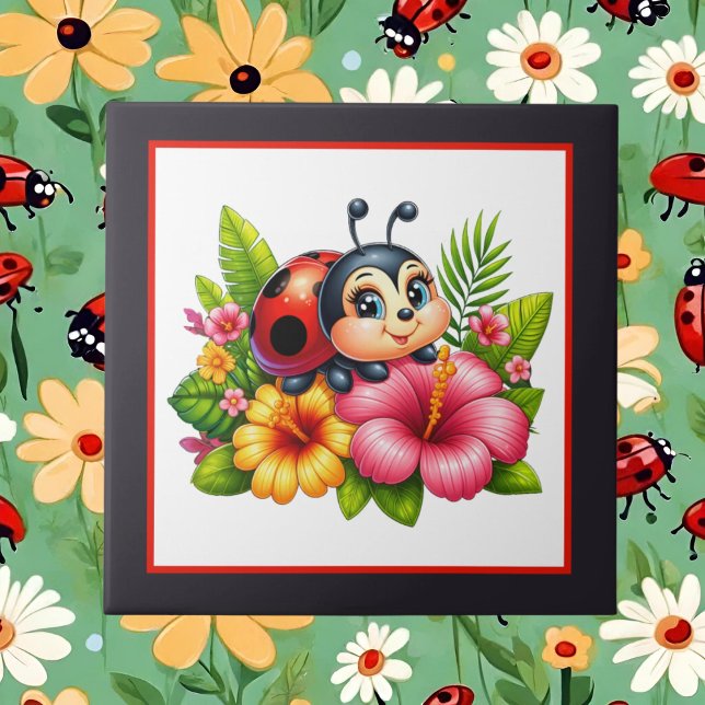 Cute ladybug älskare insekt kakelplatta (Skapare uppladdad)