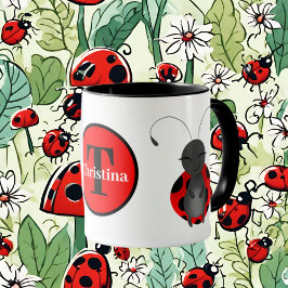Cute ladybug älskare monogram Mugg