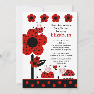 Cute Ladybug Baby Shower-inbjudan Inbjudningar