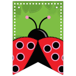 Cute Ladybug Birthday Bunting Flaggor/Banner Vimplar