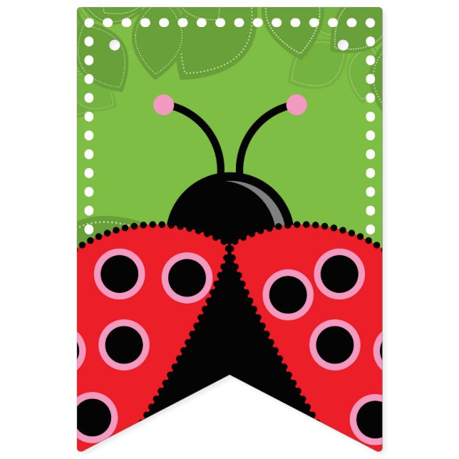 Cute Ladybug Birthday Bunting Flaggor/Banner Vimplar (Första flaggan)