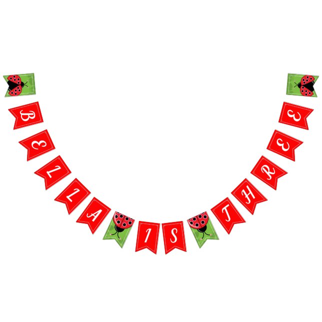 Cute Ladybug Birthday Bunting Flaggor/Banner Vimplar (Alla)