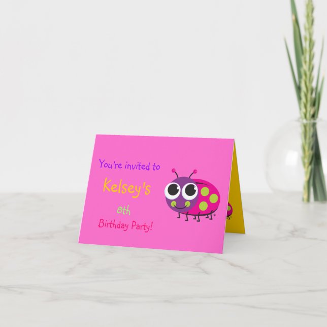 Cute Ladybug Birthday-inbjudan Inbjudan (Framsida)