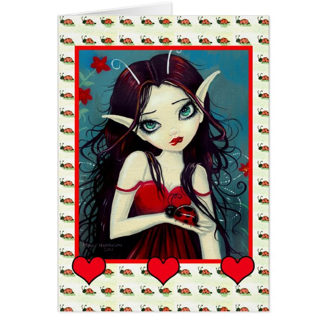 Cute Ladybug Fairy Card Hälsningskort (Framsidan)