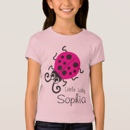 Cute ladybug-flickor namn rosa vit t-shirt