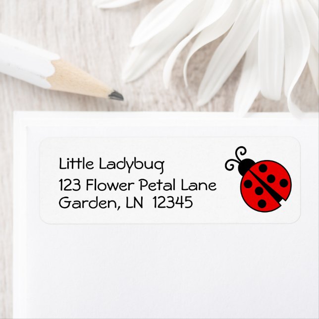 Cute Ladybug for Girls Anpassningsbar Returadress Returadress Etikett (Insitu)