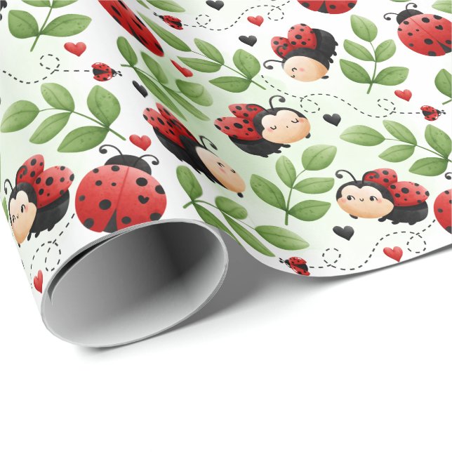Cute Ladybug Gift Wrapping Papper Presentpapper (Rullad Hörn)