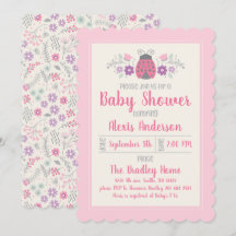 Cute Ladybug Girl Shower-inbjudan
