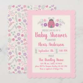 Cute Ladybug Girl Shower-inbjudan Inbjudningar