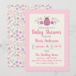 Cute Ladybug Girl Shower-inbjudan Inbjudningar