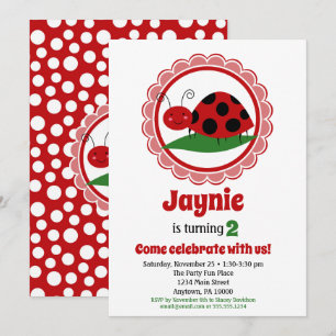 Cute Ladybug Girls Birthday-inbjudan Inbjudningar
