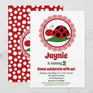 Cute Ladybug Girls Birthday-inbjudan Inbjudningar