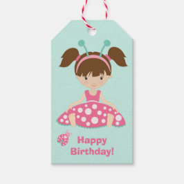 Cute Ladybug Girls Birthday Presentetikett