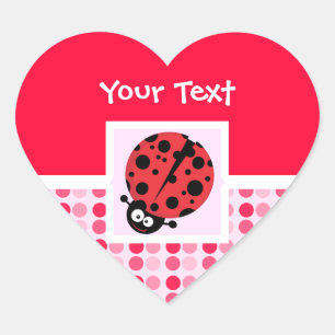 Cute Ladybug Hjärtformat Klistermärke