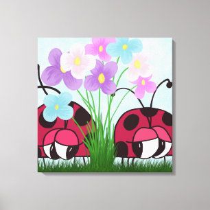Cute Ladybug Illustration Canvastryck