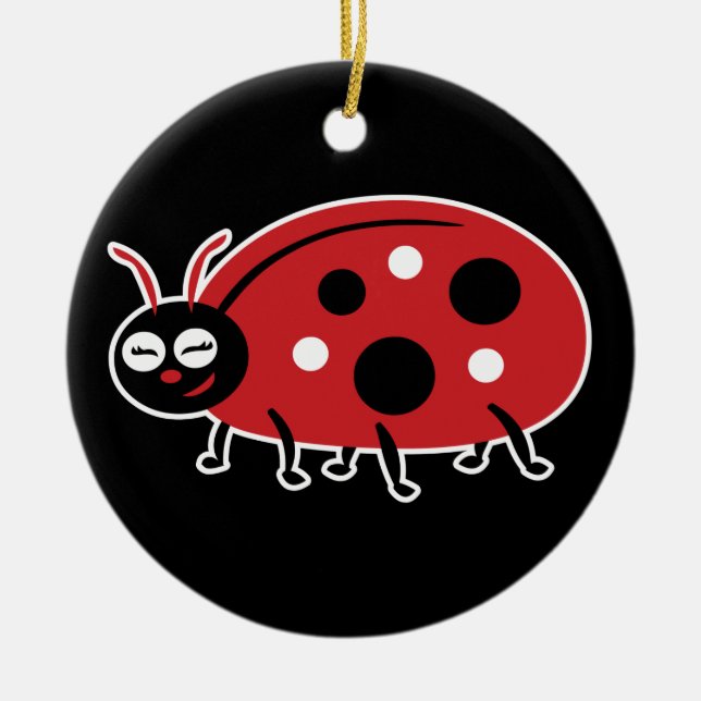 Cute Ladybug Julgransprydnad Keramik (Framsidan)