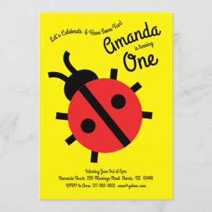 Cute Ladybug Kids 1:a födelsedagsinbjudan Inbjudningar