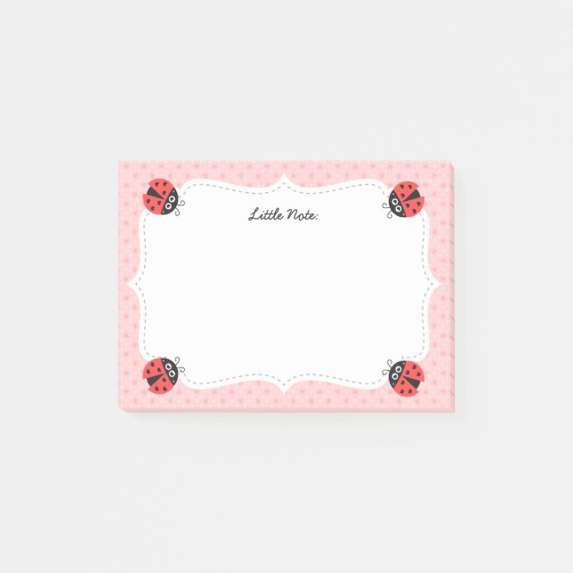 Cute Ladybug med Hearts for Girls Post-it Block (Framsida)