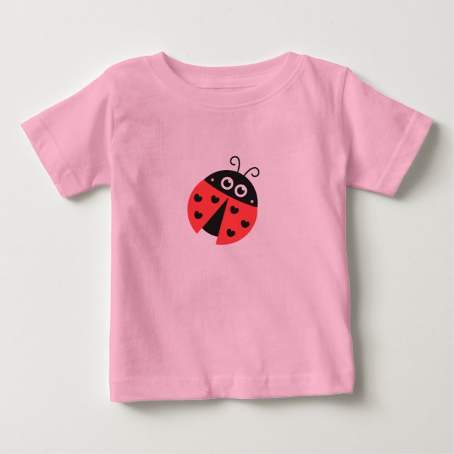 Cute ladybug med svarta hjärtan i ställe på fläcka t-shirt (Framsida)