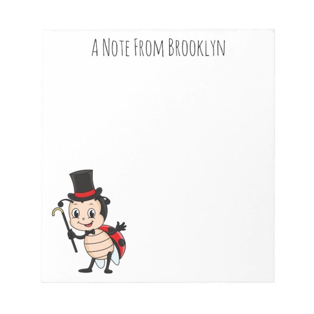 Cute ladybug med top hat och slit-tecknad anteckningsblock (Framsida)