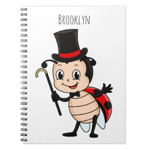 Cute ladybug med top hat och slit-tecknad anteckningsbok