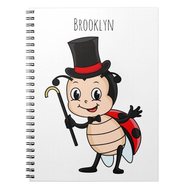 Cute ladybug med top hat och slit-tecknad  anteckningsbok (Framsidan)