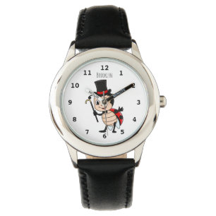 Cute ladybug med top hat och slit-tecknad armbandsur