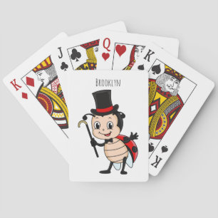 Cute ladybug med top hat och slit-tecknad casinokort