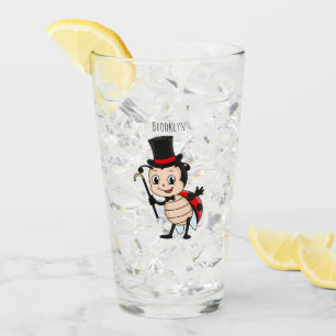 Cute ladybug med top hat och slit-tecknad glaskopp