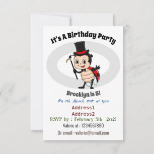 Cute ladybug med top hat och slit-tecknad inbjudningar