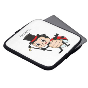 Cute ladybug med top hat och slit-tecknad laptop fodral