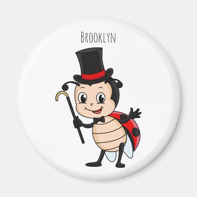 Cute ladybug med top hat och slit-tecknad magnet (Framsidan)