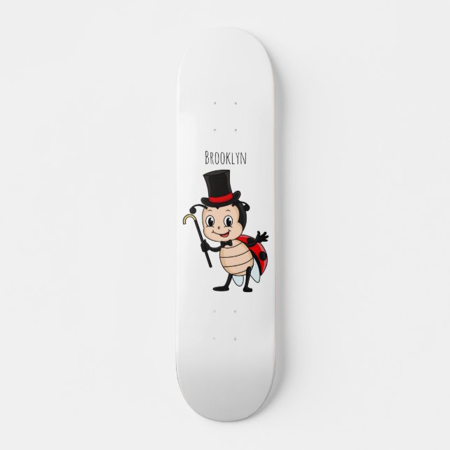 Cute ladybug med top hat och slit-tecknad mini skateboard bräda 18,5 cm (Framsida)