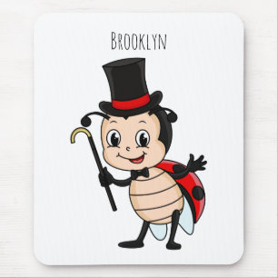 Cute ladybug med top hat och slit-tecknad musmatta