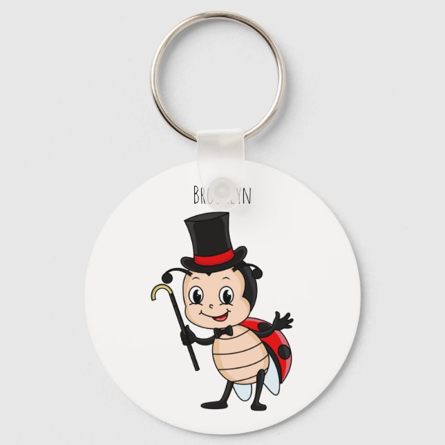 Cute ladybug med top hat och slit-tecknad nyckelring (Framsida)
