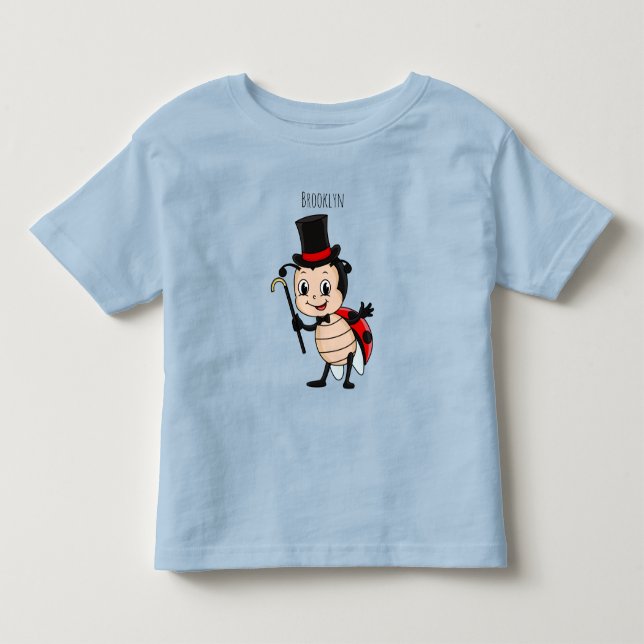 Cute ladybug med top hat och slit-tecknad t shirt (Framsida)