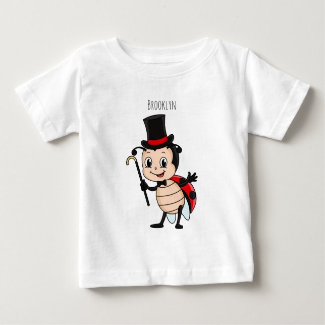 Cute ladybug med top hat och slit-tecknad t shirt (Framsida)