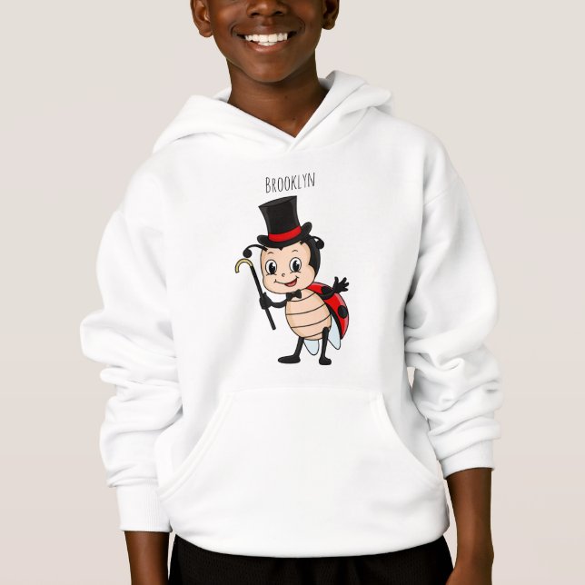 Cute ladybug med top hat och slit-tecknad t shirt (Framsida)